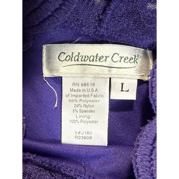 Coldwater Creek Large top Purple Floral Raised Pattern‎ Women's Pullover lined - Picture 5 of 6